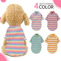 ZZOOI Pet Dog Clothes Rainbow Stripe Dog Cat Hoodie Spring Summer Knitted T-Shirt Puppy Clothing for Small Dog Cat Fashion Cute