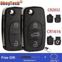 OkeyTech For Audi TT A2 A3 A4 A6 A8 Flip Folding Remote Key Shell CR1616/CR2032 Battery Holder Car Key Fob Case Cover With Blade