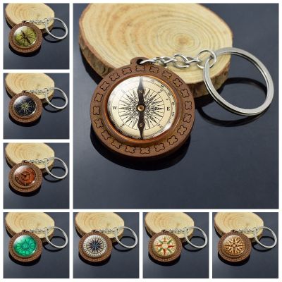 【CW】✻  Jewelry Compass Keychain Glass Mariners Photo Keyring for Boating Chain