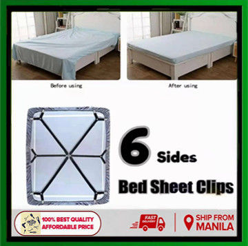 6 Sides Heavy Duty Triangle Bed Sheet Clip, Adjustable Elastic