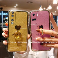 เคส Phone Case Honor 90 Lite 5G Huawei Nova 11i Nova11 Pro Nova Y91 Y71 P60 Pro ฝาหลังแข็ง TPU รูปหัวใจมันวาวพร้อมขาตั้งแหวนใส่นิ้วเคสโทรศัพท์2023