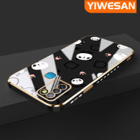 YIWESAN เคสสำหรับ Infinix Smart 5 Hot 10 Lite เคส X657 X657C รูปการ์ตูนแพนด้าน่ารักลายข้าวปั้นขอบใหม่กรอบชุบสี่เหลี่ยมนิ่มซิลิกาเจลกันกระแทกเคสมือถือฝาครอบป้องกันเลนส์กล้องถ่ายรูปรวมทุกอย่าง