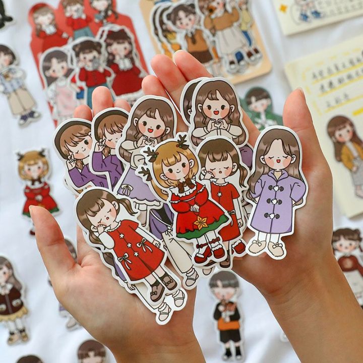 20-pcs-waterproof-cute-boys-girls-four-seasons-wearing-outfit-theme-decorative-stickers