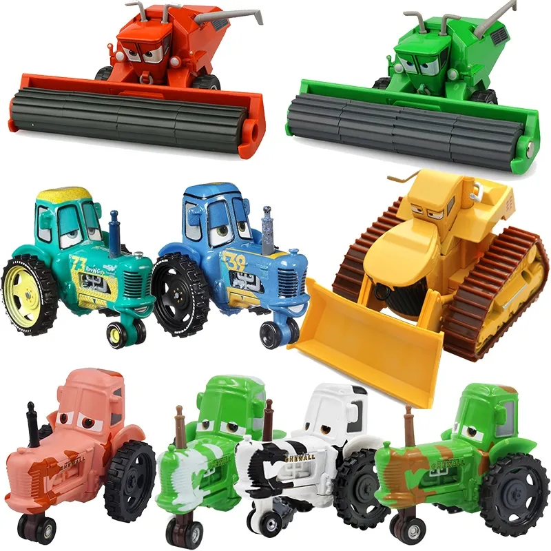 Disney Pixar Cars 2 3 Lightning Mcqueen Deluxe Frank Tractor Bulldozer  Metal Model Car 1:55 Diecast Vehicle Toy For Children Kid 