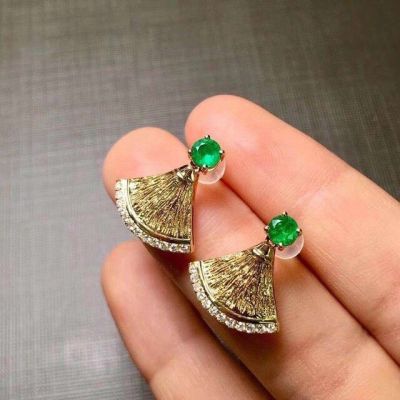 925 Sterling Silver Stud Earrings for Girl Natural Emerald Gemstone Star Christmas Jewelry Fashion Birthstone Gift for Women