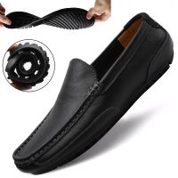 Genuine Leather Men Casual Shoes Brand 2020 Italian Men Loafers Moccasins Breathable Slip on Black Driving Shoes Plus Size 37-47