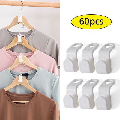 60pcs Clothes Hanger Hooks Connector Closet Organizer Save Space Clothing Wardrobe Triangles Hangers Hook Extendable Clothe Rack Clothes Hangers Pegs