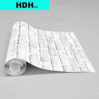 HDHome White Gray Brick Wallpaper Grey Self-Adhesive Paper Home Decoration Peel and Stick Backsplash Wall Panel Door Decor