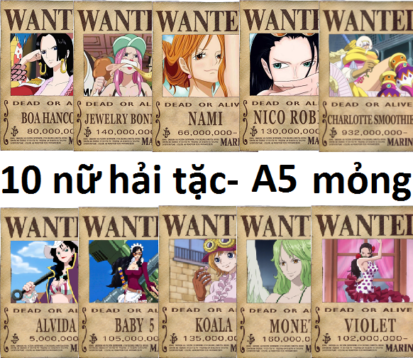 Sở hữu bản sao One Piece Wanted Poster kích thước A5 tuyệt đẹp, giờ đây bạn sẽ thấy những khuôn mặt quen thuộc như Luffy, Zoro và Sanji, cùng với các nhân vật khác bao phủ trên tường phòng khách của bạn. Đừng bỏ qua cơ hội này!