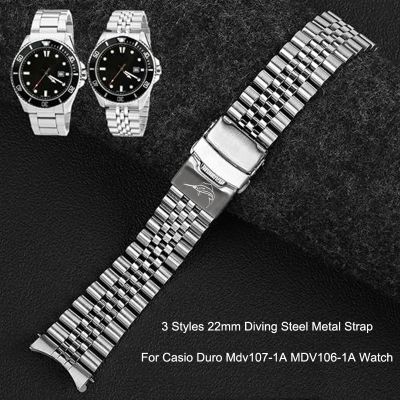 3รูปแบบ22มิลลิเมตรเหล็กนาฬิกา Casio ดำน้ำดูโร่ Mdv107-1A MDV106-1A สายรัดข้อมืออะไหล่ทดแทนสายรัดนาฬิกาข้อมือ