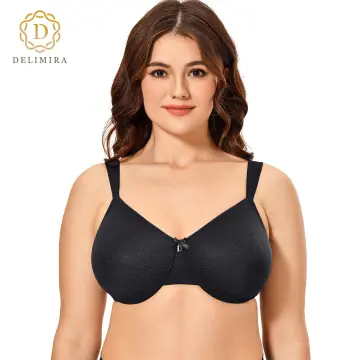 DELIMIRA Women's Plus Size Full Coverage Underwire Unlined Minimizer Lace  Bra 
