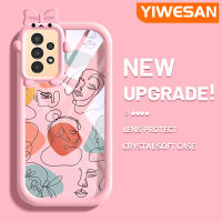 YIWESAN เคส A13ปลอกสำหรับ Samsung 5G A04s แบรนด์แฟชั่นภาพวาดศิลปะที่สวยงามลวดลายสร้างสรรค์ขอบนุ่มเคสกันกระแทกใสเคสโทรศัพท์ซิลิโคนเนื้อนิ่มทนทานต่อการตกหล่น