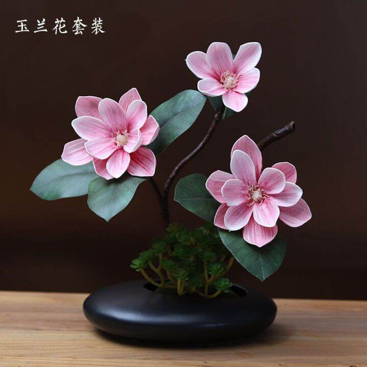 mzd-flower-set-tabletop-ceramics-vase-chinese-magnolia-flower-set-ceramic-vase-decoration-living-room-dining-table-decoration-flower-holiday-party-decoration