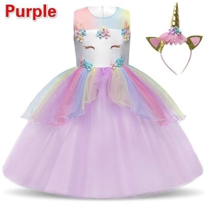 Kids Dresses For Girls Unicorn Party Princess Dresses Elsa Cosplay Costume Dress Girls Children Fantasial Clothing Wedding Dress