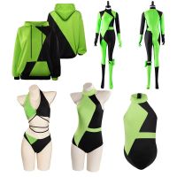 Shego Cosplay Costume Hooded Hoodies Coat Jumpsuit Swimmsuit Halloween Carnival Party Suit For Adult Women Girls Kids Children