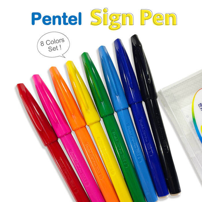 Pentel Sign Pen 8 Colors Set Pentel S520 Sign Pen Felt Tip Marker Pen