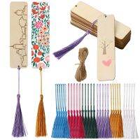 【YF】◄  60/40/20 Wood Blank Bookmarks Bulk Book Marks Hanging Tag with Tassel Jute Rope for