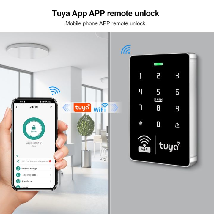 tuya-ที่เปิดประตู-wifi-ip68แป้นพิมพ์ควบคุมการปลดล็อคกันน้ำ-rfid-เครื่องอ่านควบคุมการเปิดประตูแบบสัมผัสรีโมทแอปปลดล็อค