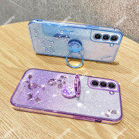 เคสขาตั้งโทรศัพท์และสายคล้องเคสครอบโทรศัพท์กันตกสำหรับ Samsung Galaxy S22 + / S21 + / Galaxy S22 S21 S21 FE ประดับกุหลาบไล่ระดับสีกระพริบขนาดเล็กกันกระแทกและมีสายคล้อง