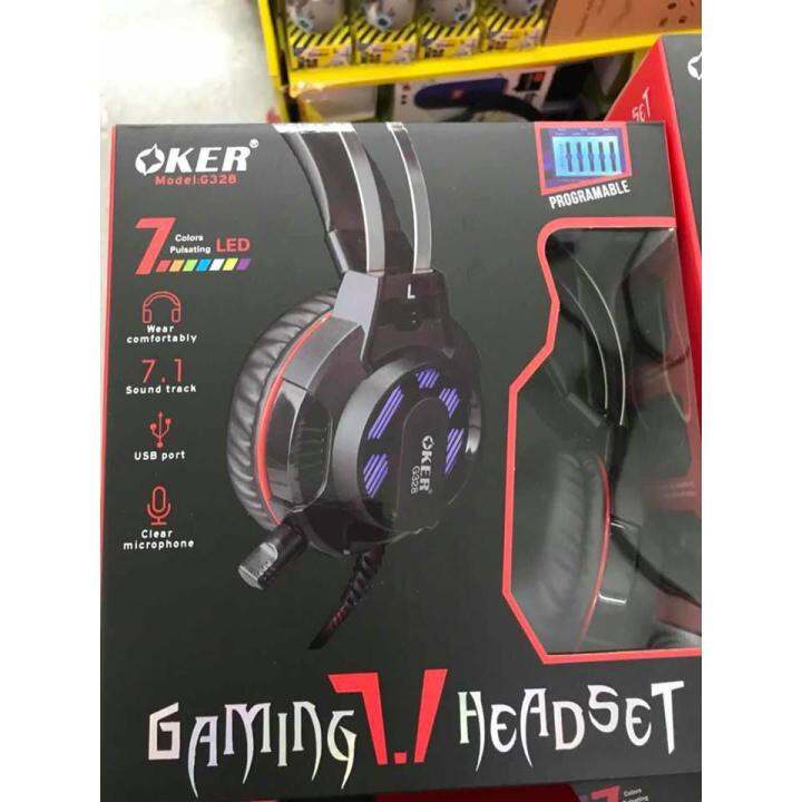 best-seller-gaming-headset-7-1-usb-oker-g328-เปลี่ยนสีได้-ที่ชาร์จ-หูฟัง-เคส-airpodss-ลำโพง-wireless-bluetooth-คอมพิวเตอร์-โทรศัพท์-usb-ปลั๊ก-เมาท์-hdmi-สายคอมพิวเตอร์