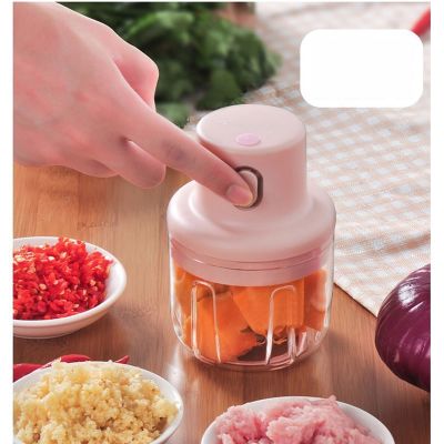 【CW】 250ML Pink USB Electric Garlic Masher Sturdy Press Mincer Vegetable Meat Grinder Food Tools