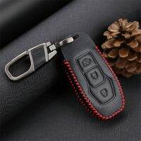 ✷▫ Leather Car Key Case Cover For Ford Mondeo Mk5 Mk3 Mk4 Edge Mustang Kuga Focus 3 2 Fiesta MK7 MK8 S C MAX Key Holder Accessories