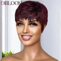 Burdy 99J Pixie Cut Wig Human Hair Wigs Short Bob Wigs Wigs For Black ull Machine Made Wig zilian Remy Hair