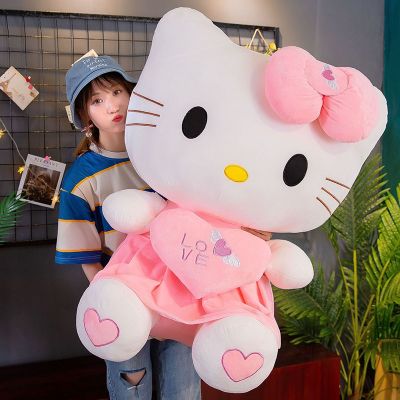 Sanrio อนิเมะ Kawaii Hello Kitty ขนาด55ซม. หมอนตกแต่งน่ารักของขวัญคริสมาสต์วันเกิดสำหรับเด็ก