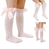 6M-4Y Baby Girls Cute Knee High Socks Soft Cable Knitted Cotton Socks With Bow For Infants Toddlers Baby Girl Leg Warmers