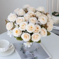 【hot】✳  6 head Artificial flower autumn rose Wedding bridal bouquet Room ornamental flowerpot Decoration