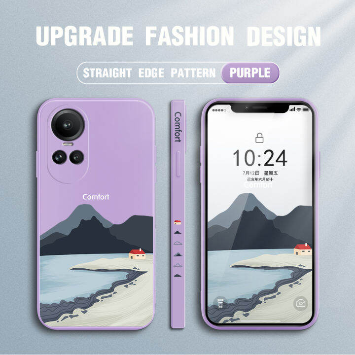 ggk-เคสสำหรับ-oppo-reno10-pro-5g-ใหม่เคสโทรศัพท์ดีไซน์ข้างดีไซน์ฟูจิรูปแบบขอบสี่เหลี่ยมของเหลวปลอกซิลิโคนคลุมทั้งหมดเคสป้องกันทนแรงกระแทกกล้อง