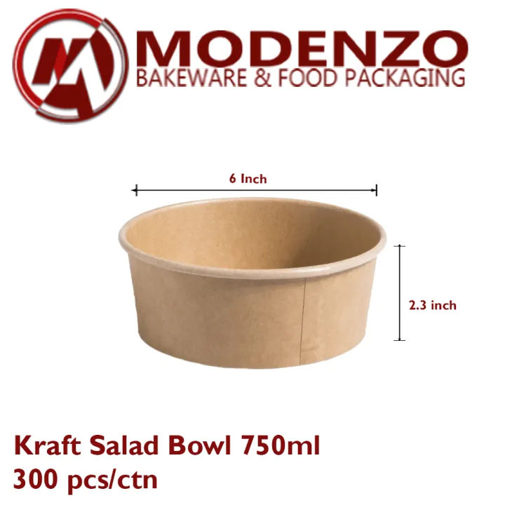 Kraft Salad Bowl 750ml 6inch by 2.3 inch (300 pcs/ctn) Lazada PH