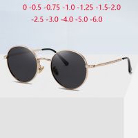 Steampunk Round Polarized Sunglasses With Prescription Women Men UV400 Anti-glare Myopia Sun Glasses Power 0 -0.5 -0.75 To -6.0