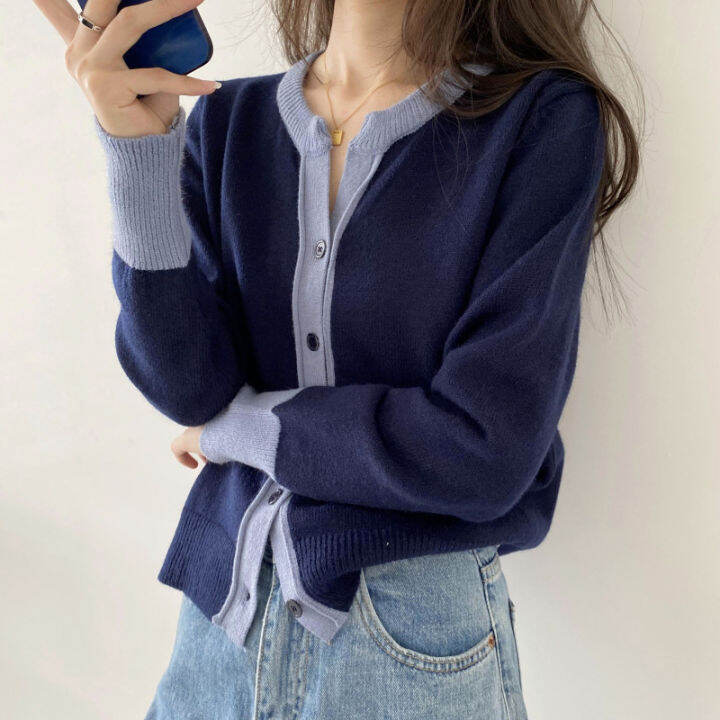 spot-womens-knitted-sweater-spring-and-autumn-korean-style-slim-fit-design-sense-niche-cardigan-inner-wear-base-tops-outerwear-2023