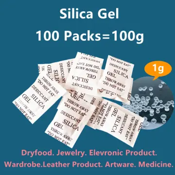 Silica Gel Desiccant Packets Non Toxic Drying Agent Moisture Absorber Packs  for Storage (3 Gram - 100 Packets)