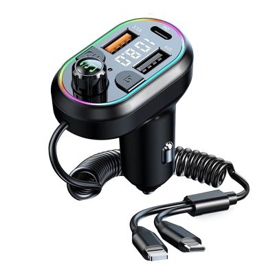 Wireless Car Charger Bluetooth 5.0 FM Transmitter Radio Receiver Support Five Devices Charging HiFi Music 7 Colors Replacement Spare Parts Accessories