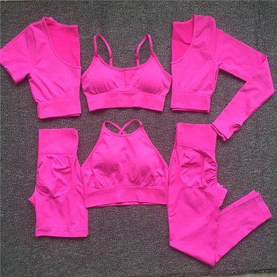 Seamless Women Tracksuits Yoga Set Workout Sportswear Gym Clothing Fitness Long Sleeve Crop Top High Waist Leggings Sports Suits
