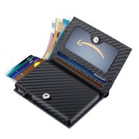 New Arrival Carbon Fiber Small Box Business Metal Aluminum Wallet for Men RFID Blocking 100% Genuine Leather Slim Card Holders Card Holders