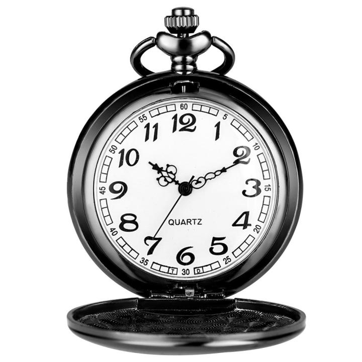 เคสฝาพับลายควอตซ์วินเทจนาฬิกาพกพระเยซูซุสหน้าปัดสีขาวเรียบง่ายชุดคอลเลคชั่นนาฬิกาจี้หนาใช้งานได้จริง