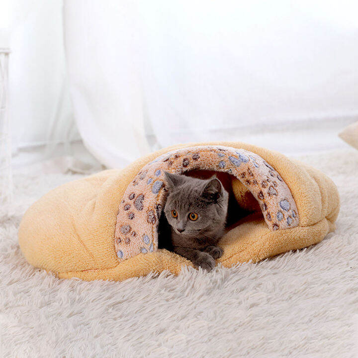 Cat Sleeping Bag Semi Cave Design Self Warming Hooded Cat Bed for Cats Lazada.co.th