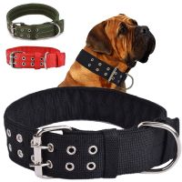 【LZ】 Heavy Duty Wide Military Thick Dog Collars for Large Dogs Adjustable Strong Nylon Tactical Pet Collar with 2-Rows Metal Buckle