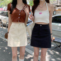 "พร้อมส่ง"Button Skirt กระโปรงทรงเอกระดุมหน้าผ้าพื้นมีกระเป๋าสองข้างแมทช์ได้หลายลุค เสื้อผ้าวัยรุ่นแฟชั่นเกาหลี 8110