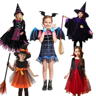 Disney Vampire Devil Witch for Girl Kids Princess Dress Up Halloween Costume Carnival Party Disguise Scary Cosplay Vampire Set