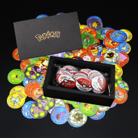 Pokemon 12 Generation Trainer Collection เกมการ์ดกลม Pikachu Mewtwo 3D Tazos การ์ดอัลบั้มการ์ด Pogs Cheetos Chipitaps ของขวัญ