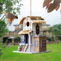 TEXBird house Bird nest villa Handmade wood Creative and cute Home outdoor decorations Forest Park Wild bird house protection