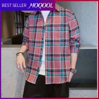 MOQOOL เสื้อผู้ชายเกาหลีรุ่นเทรนด์ลายสก๊อตพิมพ์ลายใหม่หลวมหล่อชายหนุ่มเสื้อลำลองแจ็คเก็ตด้านบน