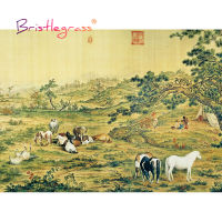 BRISTLEGRASS Wooden Jigsaw Puzzles 500 1000 Pieces Pretty Horses Giuseppe Castiglione Educational Toy Chinese Painting Art Decor