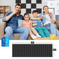 12 Pack Sound Proof Acoustic Foam Panels,2x12x12 Inch Soundproof Wall Panels,Sound Absorbing Foam for Game Room,Bedroom