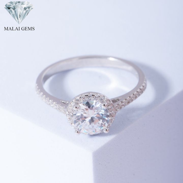 malai-gems-แหวนเพชร-แหวน-halo-เงินแท้-925-เคลือบทองคำขาว-ประดับเพชรสวิส-cz-รุ่น-151-rn056-แถมกล่อง-แหวนเงินแท้-แหวนเงิน-แหวน