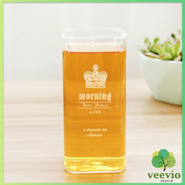 veevio-แก้วทรงเหลี่ยม-แก้วน้ำ-แก้วน้ำผลไม้-แก้วใส-ดิไซน์สวยเก๋-drink-glass-มีสินค้าพร้อมส่ง